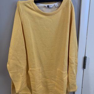 MODERN SOUL NOVELTY KNIT ANGLED POCKET SWEATSHIRT HONEY YELLOW 1X NWOT